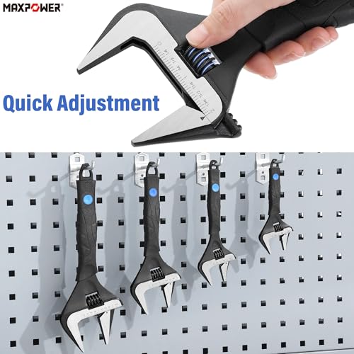 MAXPOWER 6 8 10-inch Adjustable Wrench Set, Wide Jaw Opening 1.4" 1.6" 2" - size: 6 8 10-inch