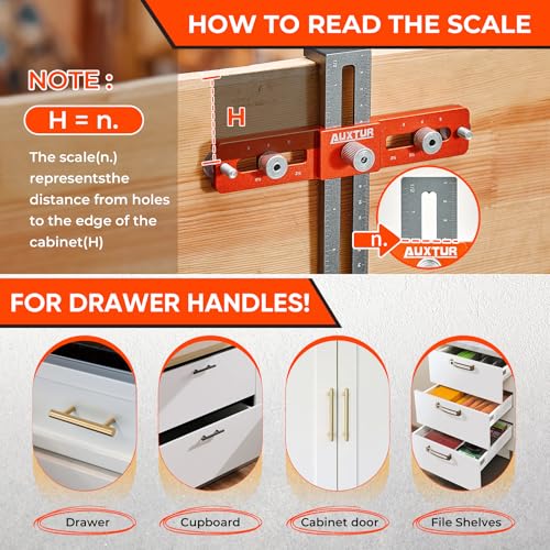 Cabinet Hardware Jig, Adjustable Cabinet Handle Template Tool with Alignment Hole, Punch Locator Drill Guide for Knobs,Handles and Pulls, Cabinet Template Tool for Drawer Cabinet Installation - style: Jig