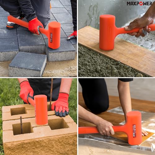 MAXPOWER Dead Blow Hammer, 5 LB dead Blow Mallet with Checkered Grip Handle, Spark and Rebound Resistant - Orange - style: 1PC