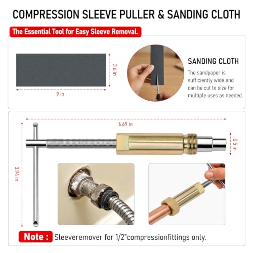 Angle Stop Wrench Kit, 1/2" Compression Sleeve Puller, Pro Plumber Wrench