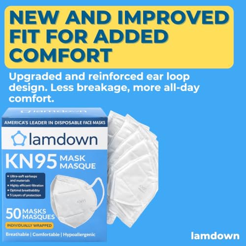 (50-Pack) KN95 Face Masks, Individually Wrapped, Premium Disposable Dust Mask, White - color: 50 Masks (White)