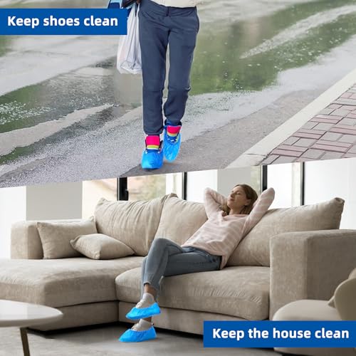 BOOMIBOO Shoe Covers Disposable Non Slip - 110 Pack (55 Pairs) | Premium Waterproof Recyclable Shoe Booties Covers for Indoors, Shoes Protectors Covers Fits Up To 11 US Men and 13 US Women