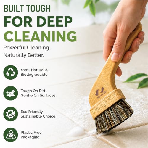 All-Natural Grout Brush Set | Wooden Cleaning Brush for Tile and Floor | Durable Floor Scrubber for Bathroom and Kitchen | Eco-Friendly Household Cleaning Tools – Pack of 2 - size: Pack of 2