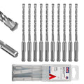 SALI SDS Plus Rotary Hammer Drill Bit Set，1/4" x 6", 10-Pack, Carbide-Tipped Masonry Bits for Concrete, Brick & Stone with Storage Case - size: 1/4"*6"