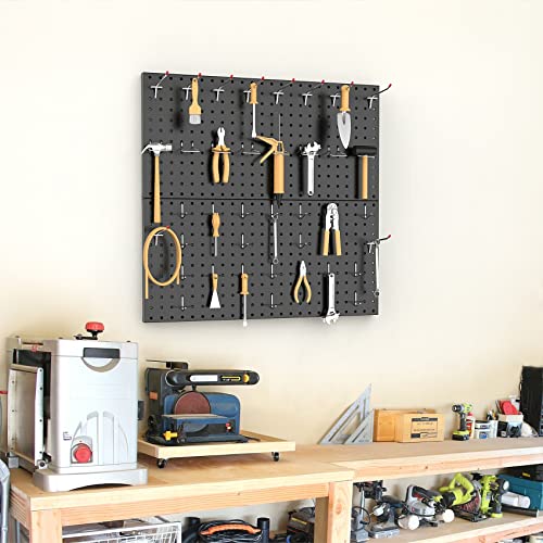 TORACK Metal Pegboard Wall Organizer 24"x24", 70 PCS Tools Storage Pegboard - color: Black
