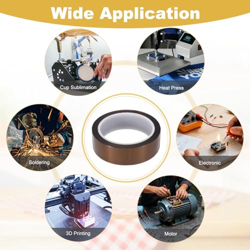 uxcell Heat Tape, 40mm x 33m (108ft) Polyimide Heat Transfer Sublimation Tape No Residue High-Temperature Resistant Tapes for Heat Press Soldering Circuit Board (0.08mm T, Brown) - size: 40mm