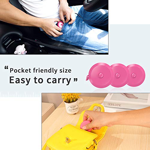 DiCUNO 3-Pack Soft Retractable Measuring Tape, 60-Inch 1.5 Meter, Pink - color: Pink*3pcs