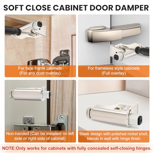 10 Pcs Soft Close Door Dampers, Universal Soft Close Cabinet Door Damper | Fit for Cabinet Doors/Wardrobe/Kitchen/Bookcases Hydraulic Buffer Damper, Noise Reduction & Smooth Closure(Including Screws）