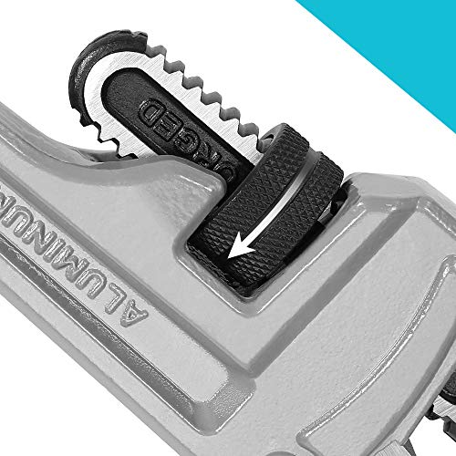 DURATECH 18-inch Aluminum Straight Pipe Wrench, Adjustable Plumbing Wrench - size: 18-inch, style: Straight