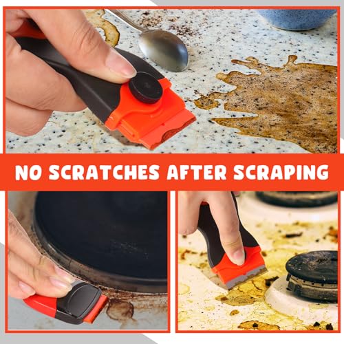 Tallew 9 Pcs Plastic Scraper Set Paint Tool Non Scratch Putty, Orange - color: Orange