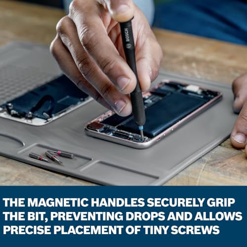 BOSCH PB4042 42-Piece Extra Hard Precision Screwdriver Bit Set for Standard & Electronics Repair | Includes Phillips, Torx, Hex, and Specialty Bits with Two Magnetic Handles & Pick-and-Click Case
