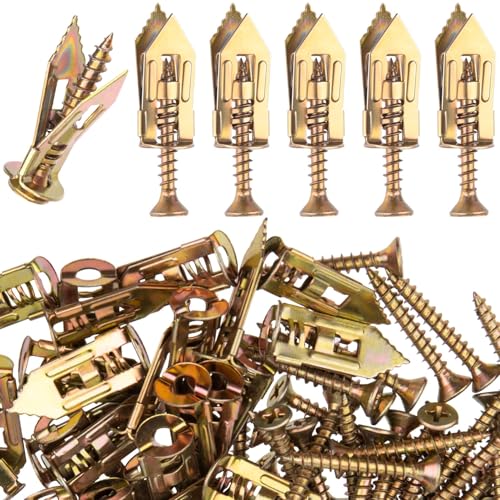 60PCS 0.47x1.18 inch Self-Drilling Anchors, Ancors and Screws for Heavy Duty, Metal Screw Anchors Kit, No Drill and Holes in Wall - size: 60PCS--0.47x1.18inch