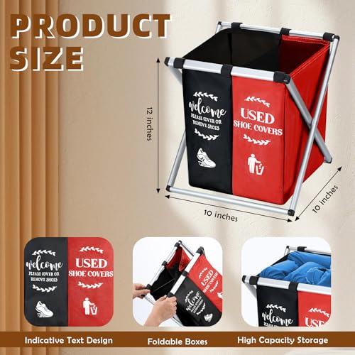 Wonderjune Foldable Disposable Shoe Cover Box Dispenser, Black, Red - color: Black, Red