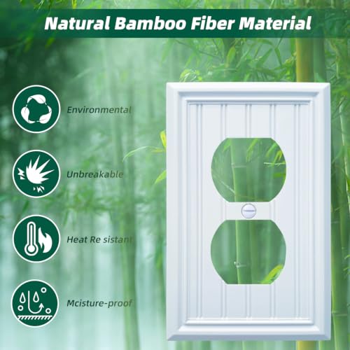 White Natural Material Duplex Receptacle Cover, Outlet Covers (4-Pack) - size: Single Duplex