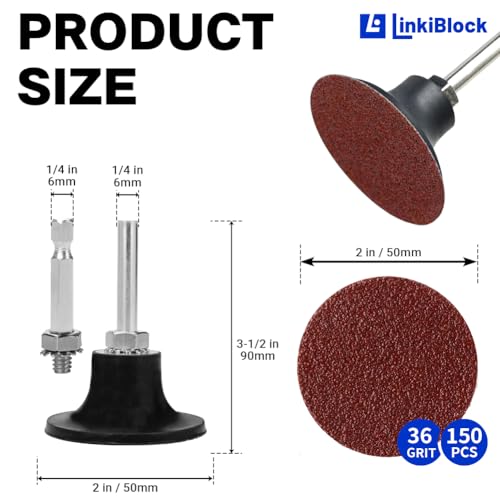 150Pcs 2 inch R-Type Quick Change Aluminum Oxide Surface Conditioning Sanding Discs Set 36 Grit with Adapter & Backing Pad - style: 36 Grit