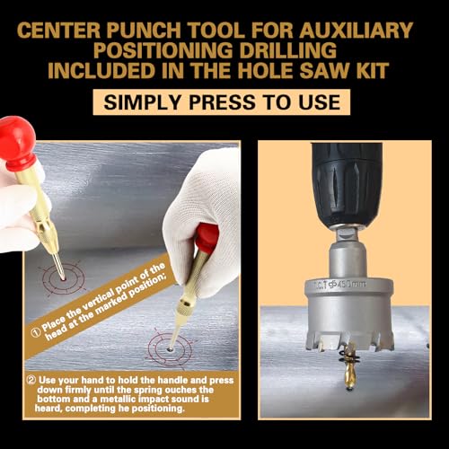 13PCS Carbide Hole Saw Kit for Metal(33/64'' to 2-1/8''),Heavy Duty Hole Cutter Drill Bits Set for Stainless Steel, Iron, Aluminum, Wood, Plastic - size: (33/64'' to 2-1/8'')-13PCS