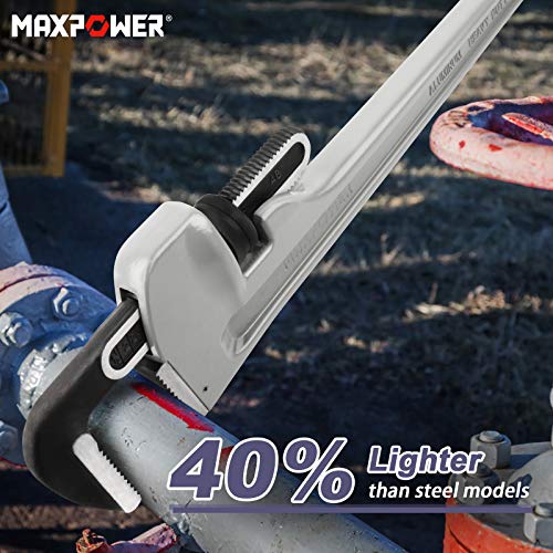 MAXPOWER 48-inch Pipe Wrench, 6.1" Jaw Opening, Large Plumbing Wrench - size: 48-inch, style: Straight Pipe Wrench