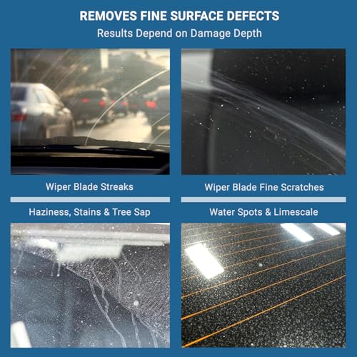 GLASS POLISH DIY 3” (75mm) Windshield Polishing Kit for Car Glass Restoration, Remove Wiper Blade Damage, Fine Scratches, Haziness, and Water Spots, Restore Glass Clarity and Shine