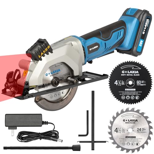 20V Cordless Mini Circular Saw 2.0Ah Compact Saw with Laser Guide - style: Cordless 2A
