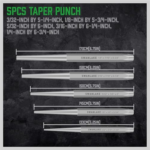 16-Piece Precision Punch & Chisel Set - Taper Punch, Pin Center Punch, Cold Chisels & Gauge for Versatile Applications - size: 16PCS