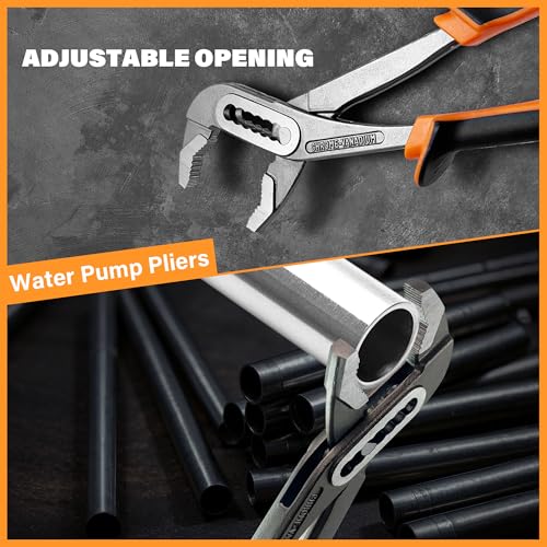 4-Piece Wrench Pliers Set,8 & 12 Inch Adjustable Wrench Set with 8 & 10 Inch Groove Joint Pliers for Home Repair - style: 4 Pack 8" & 10"&12"
