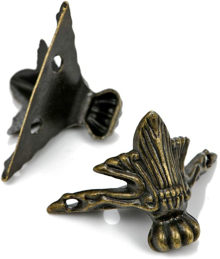 24 PCS Antique Brass Box Legs Feet for Wood Jewelry Treasure Storage Chest - color: Bronze