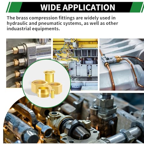 280pcs Brass Compression Sleeves Ferrules Inserts Nuts Fittings Kit | 6 Sizes 1/2" 3/8" 5/16" 1/4" 3/16" 1/8" Hose Repair Kit of Air Water Fuel Oil Gas Tube Lines - color: 280PCS Brass Compression Sleeves Ferrules Inserts Nuts