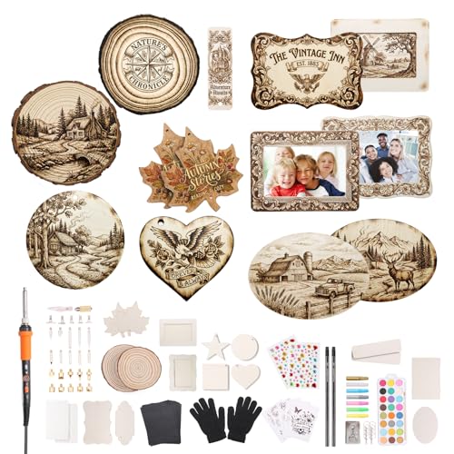 Zeadylaris Wood Burning Kit for Beginner- 81Pcs All-in-One Wood Burning Tool Pen Adjustable Temperature Wood Burner Kit Crafts Gifts for Adults & Teens DIY Projects, Hobby and Home Decor Craft