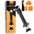 Multifunctional 3-in-1 Silicone Caulking Tool kit - The Ultimate Tile Joint Treatment Tool for Cleaning, Leveling, Seam Pressing, Shaping and Edge Finishing (Plastic Scouring Blade) - color: Black