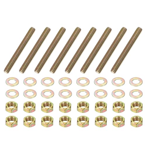 PATIKIL 5/16" x 2-1/2" Color Zinc Fully All Thread Rod, 8 Pcs Carbon Steel Long Threaded Screw Stud Bolts for Furniture Garden Mounting Assembly Fastening - size: 5/16" x 2-1/2"