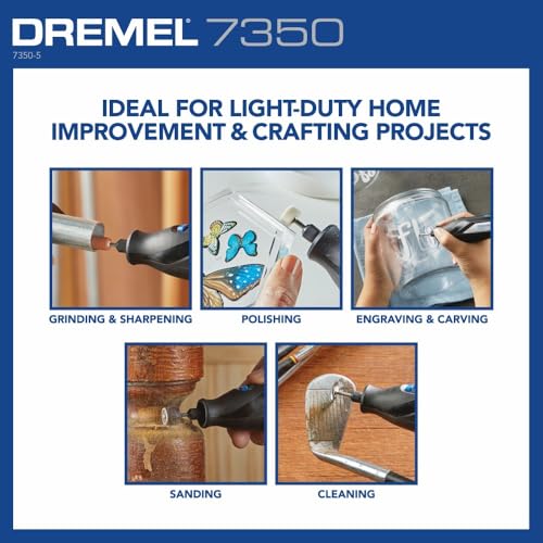 Dremel 7350 4V Cordless Rotary Tool Kit with 5 Accessories and USB-C Rechargeable Battery - Single Speed for Carving, Engraving, Sanding and Cleaning