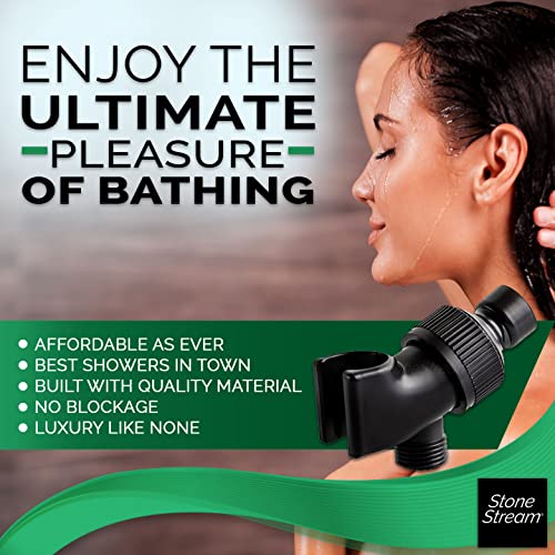 Original StoneStream Adjustable Wall Shower Adapter and Holder for Handheld Showerheads - Matte Black - color: Black