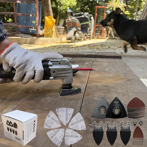 XXGO 105 Pcs Oscillating Multi Tool Finger Triangle Sanding Pads Kits - size: 3-1/8 Inch Triangle & 2 Inch Finger Kit - 105 Pcs