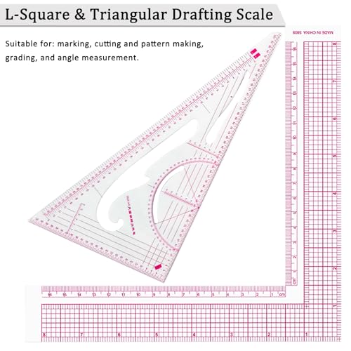 Fashion Clear Metric Sewing Ruler Set,French Curve Pattern Rulers for Beginners, Tailors, Designers, Quilting, Embroidery, Cross Stitch, Crochet, Knitting 9pcs (9-Piece Set) - color: 9-Piece Set