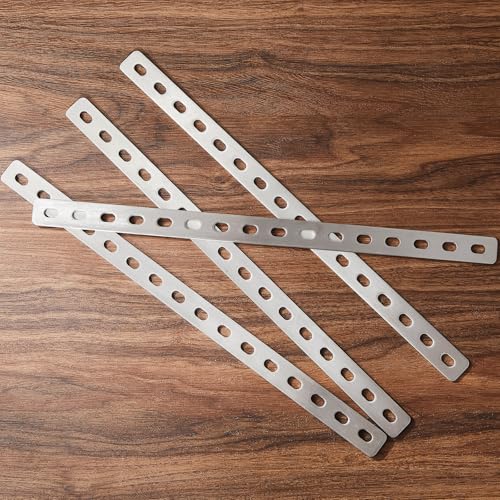 Zonon 15 Pcs 16 Inches Flat Straight Brace Brackets Adjustable 201 Stainless Steel Mending Plate 408mm/16 '' Length 16 Screw Hole Straight Bracket, 2.8 mm Thickness, Slot for 5/16" Screw (Silver) - color: Silver