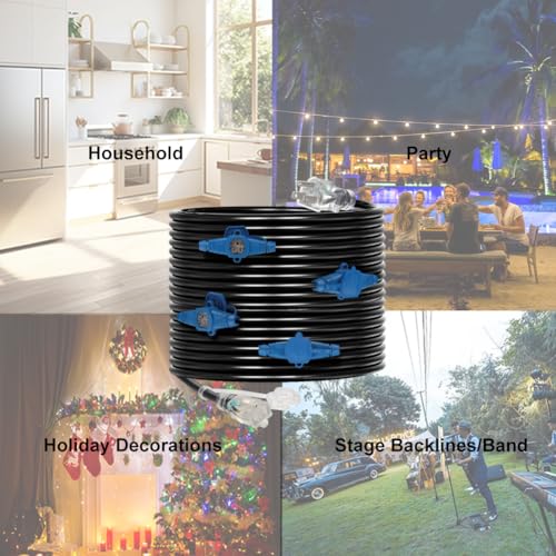 25 Feet Multi Outlet Extension Cord 12 Gauge 5 Nema 5-15R Outlets - size: 12 Gauge 25FT 5 Outlets