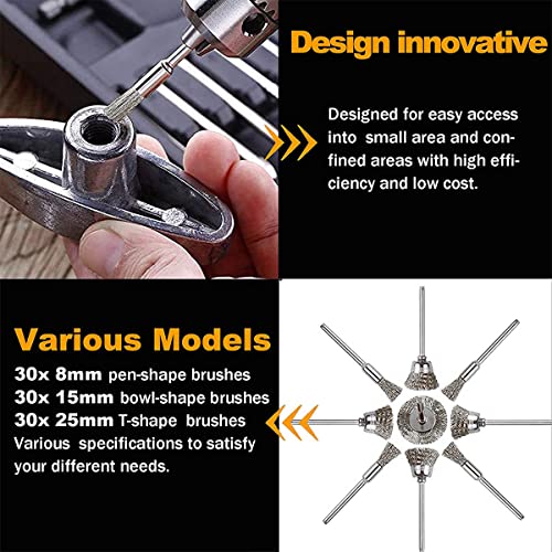 45 Pcs Stainless Steel Wheel Wire Brush Set 1/8" Shank Rotary Tool - style: 45PCS MIX