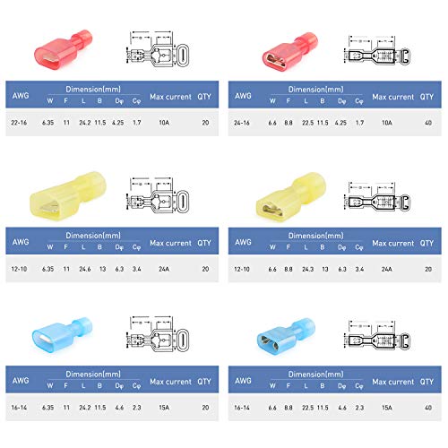 Nilight 160PCS Male Female Nylon Fully Insulated Crimp Electrical Terminals - color: 160PCS Crimp Terminals Connectors