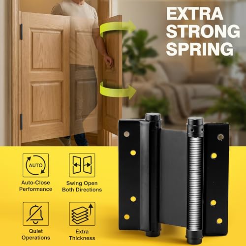 KOLET 6 Inches Double Action Door Hinges, Matte Black, 4 Pack - color: Matte Black, size: 6 Inch