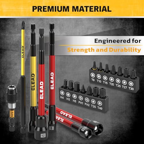 Magnetic Nut Driver Bit Set, 35-Piece Extra Long Nut Driver Set for Impact Drill, Metric & SAE, PH1 & PH2 Screwdriver Bits 1/4 Drive Shank Adapter Extension, Durable for Professional Projects - style: 35-Piece Nut Driver Set