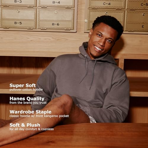 Hanes Men's Hoodie - EcoSmart Fleece Hooded Sweatshirt for Men & Women - Midweight Fleece - Big & Tall Available - color: Army Brown, size: Medium