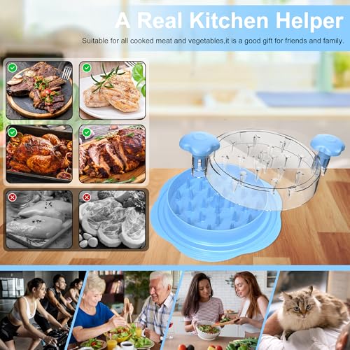Chicken Shredder Tool Twist Large Meat Shredder with Brush&Fork, Sky Blue - color: Sky Blue
