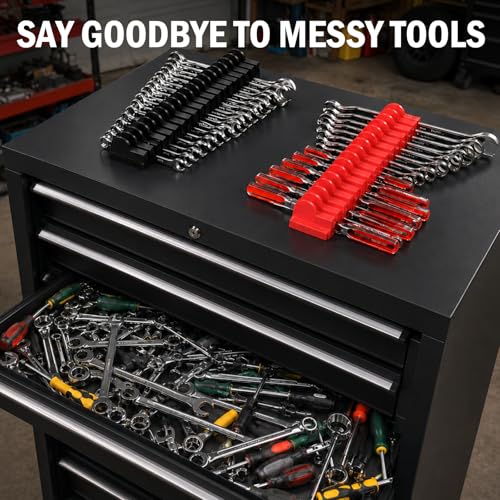 120 pcs Modular Wrench Organizer for Tool Drawers (Black & Red & Blue) - color: Black & Red & Blue