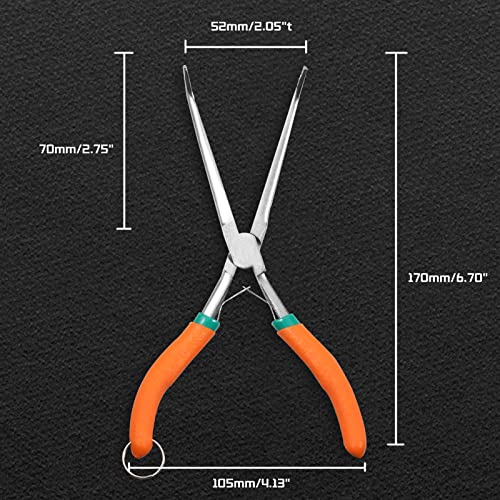 Long Needle Nose Pliers 7 Inches Extra Long Reach Bent Needle Nose Pliers with Serrated Jaw Lanyard Curved Handle Jewelry Pliers For Jewelry Making, Bending Wire and Small Object Gripping - style: Bend Nose