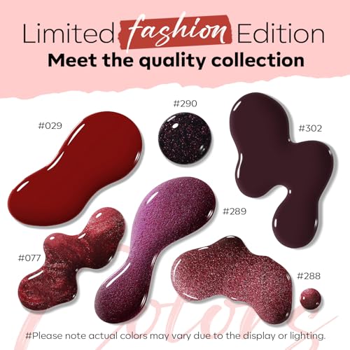 modelones Nail Polish Set, 6 Colors Red Burgundy Cat Eye Nail Polish - color: A2 Dark Red