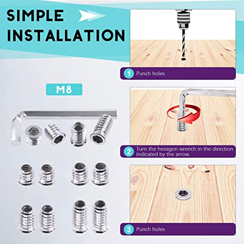 Swpeet 50Pcs 5/16" -18 x 20mm White Zinc Plated Carbon Steel Carbon Furniture Screw in Nut Threaded Wood Inserts Threaded Inserts Bolt Fastener Connector Hex Socket (5/16" -18 x 20mm) - size: 5/16" -18 x 20mm