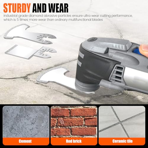 12PCS Diamond Oscillating Multi Tool Grout Removal Blades with 2 Adapters Multifunctional Grout Remover Blades Kit for Oscillating Tool - style: 12PCS