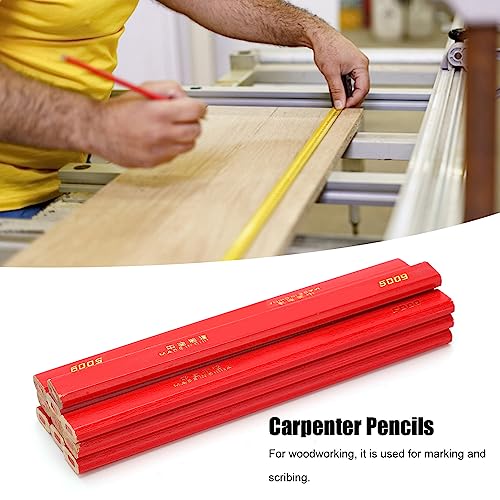 10PCS Carpenter Pencils, 170 mm Octagonal Construction Pencil, Red Woodworking Pencil for Framing, Concrete Marking