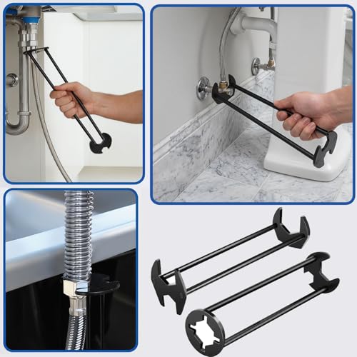 2Pcs 2026 New Multifunctional Sink Wrench,Basin Wrench Faucet Tool Plumbers Tool for Under Basin Sink Tight Spaces Kitchen Bathroom Home Repair
