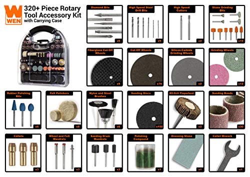 WEN 230321A 320-Piece Rotary Tool Accessory Kit with Carrying Case - size: 320 Pieces